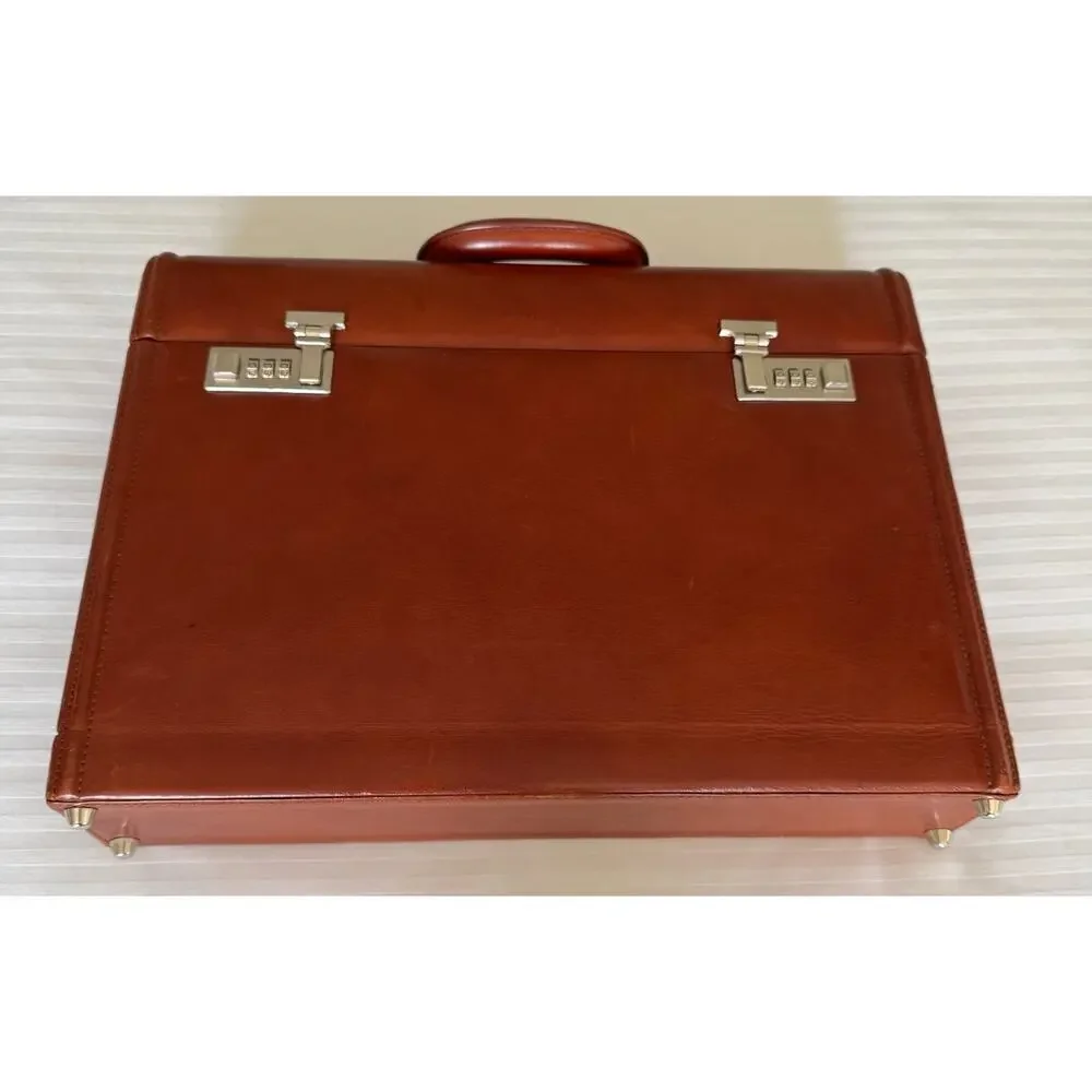 Pratesi by Jennifer Tattanelli Italy Men's Brief Case Genuine Leather Brown A+